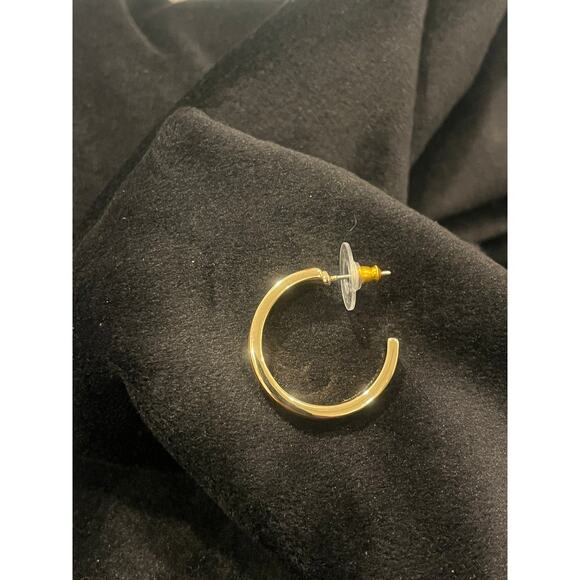 NWT Ann Taylor Loft Brown Enamel and Gold 1" Hoop Earrings with post-back - Picture 4 of 8